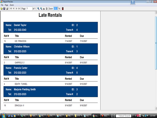reports screen